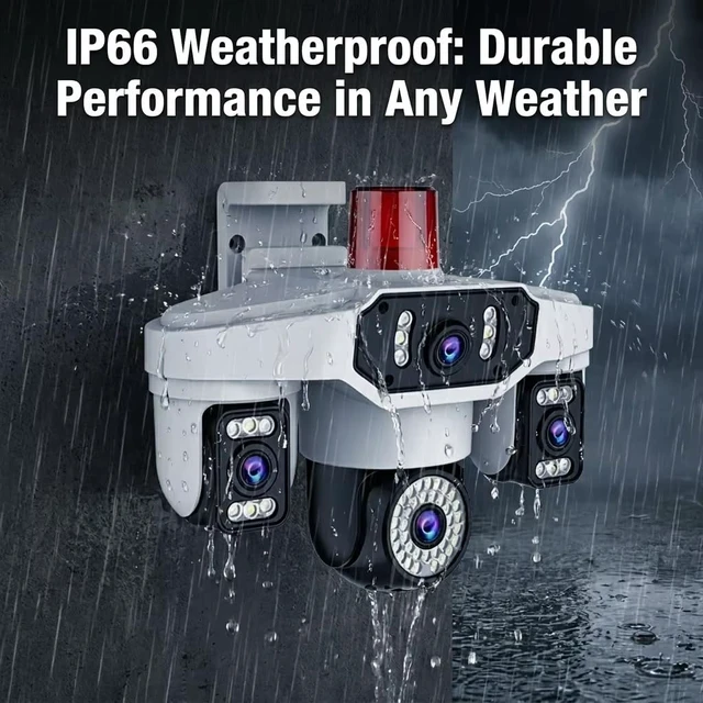Alt view image 3 of 5 - Yoosee 4 Lens Wifi 14MP Security Outdoor Camera, Smart Night Vision/Two Way Intercom/Motion Alarm/Human Tracking/TF Card Cloud Recording, Network Surveillance CCTV with 2m Power(APP NO Ads) (4 Lens)