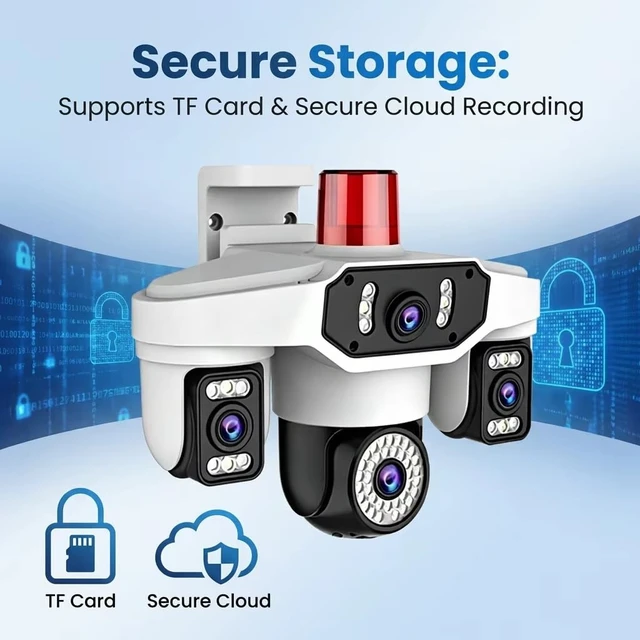 Alt view image 5 of 5 - Yoosee 4 Lens Wifi 14MP Security Outdoor Camera, Smart Night Vision/Two Way Intercom/Motion Alarm/Human Tracking/TF Card Cloud Recording, Network Surveillance CCTV with 2m Power(APP NO Ads) (4 Lens)