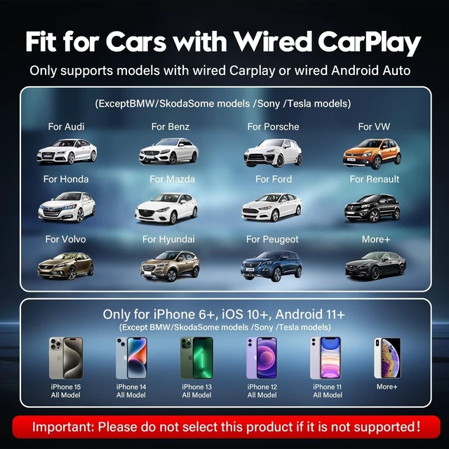 Alt view image 5 of 5 - HnKeyjx Wireless CarPlay Adapter Android Auto Wireless Adapter 2 in 1 2026 Upgraded, Converting Factory Car Wired CarPlay/Android Auto to Wireless, Applicable Phones with iOS 10+