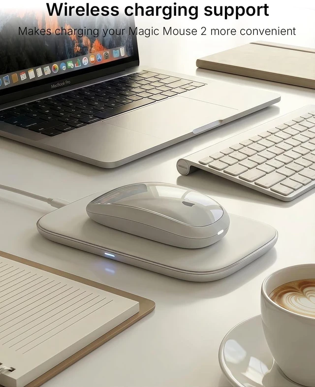 Alt view image 5 of 5 - Cevorenx Wireless Charger Grip for Apple Magic Mouse 2, USB-C, White