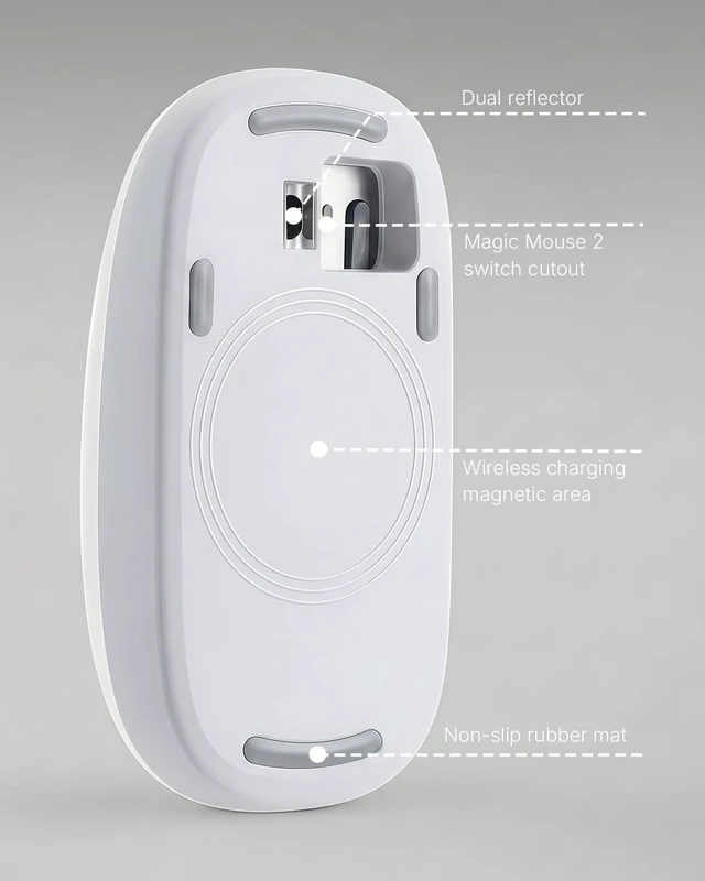 Alt view image 3 of 5 - Cevorenx Wireless Charger Grip for Apple Magic Mouse 2, USB-C, White
