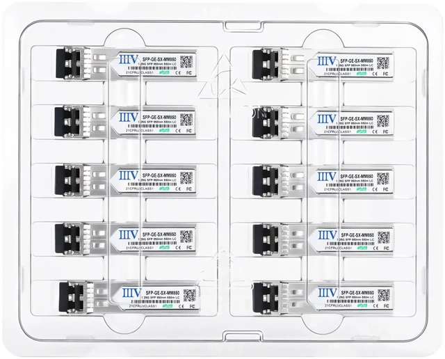 Main image of IIIV 1.25G SFP 1000Base-SX LC Multimode Transceiver, Optical Fiber Module, 850nm MMF, 550m, Compatible with Cisco GLC-SX-MMD, Ubiquiti UniFi UF-MM-1G, Meraki and More (10 Pack)