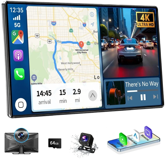 Main image of Wireless Carplay 11.3" A pple Carplay Screen for Car with 4K Dash Cam 1080P Backup Camera, Car Stereo for Carplay & Android Auto GPS Navigation/Bluetooth/Mirror Link/Voice Control/AUX/FM/Siri