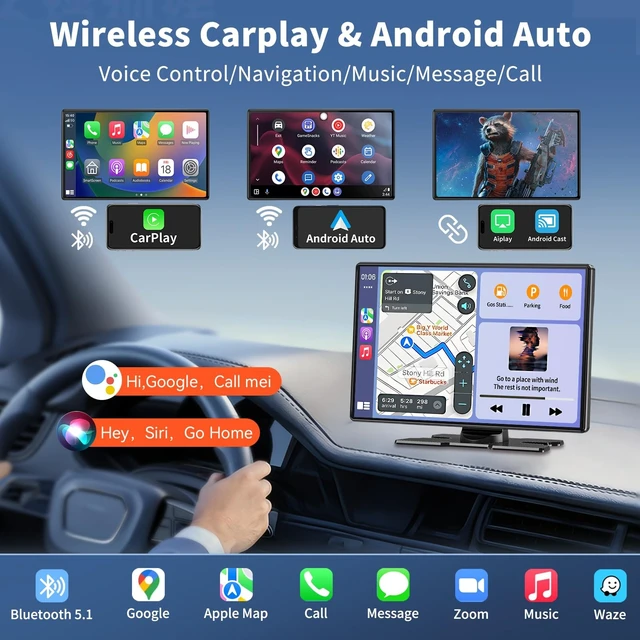 Alt view image 2 of 5 - Wireless Carplay 11.3" A pple Carplay Screen for Car with 4K Dash Cam 1080P Backup Camera, Car Stereo for Carplay & Android Auto GPS Navigation/Bluetooth/Mirror Link/Voice Control/AUX/FM/Siri