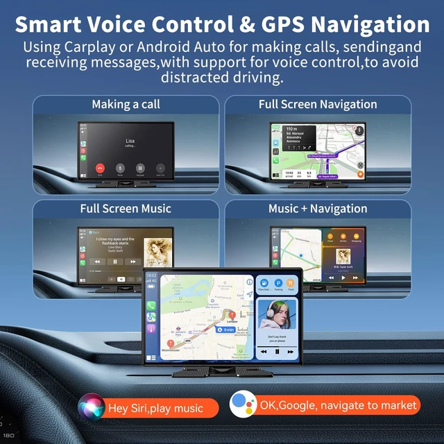 Alt view image 3 of 5 - Wireless Carplay 11.3" A pple Carplay Screen for Car with 4K Dash Cam 1080P Backup Camera, Car Stereo for Carplay & Android Auto GPS Navigation/Bluetooth/Mirror Link/Voice Control/AUX/FM/Siri