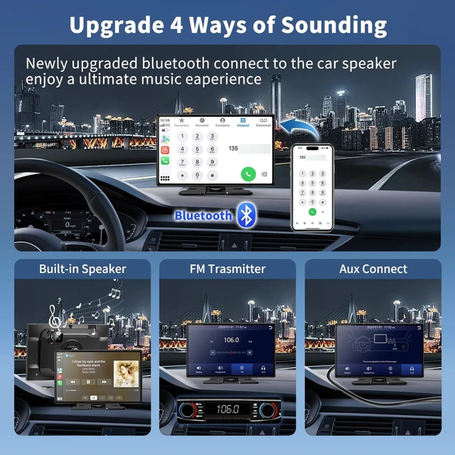 Alt view image 5 of 5 - Wireless Carplay 11.3" A pple Carplay Screen for Car with 4K Dash Cam 1080P Backup Camera, Car Stereo for Carplay & Android Auto GPS Navigation/Bluetooth/Mirror Link/Voice Control/AUX/FM/Siri