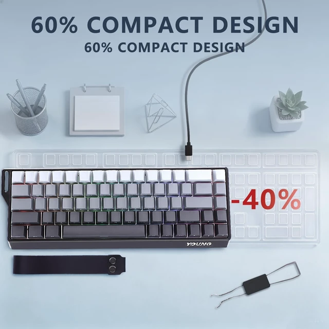 Alt view image 5 of 5 - Adventurers WIN68 60% Mechanical Gaming Keyboard,BT5.0/2.4GHz/USB-C