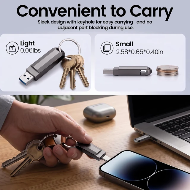 Alt view image 3 of 5 - 512GB Flash Drive, Photo Storage, 2-in-1 Memory Stick for Photo
