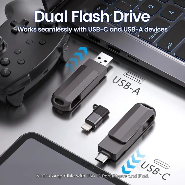 Alt view image 2 of 5 - 512GB Flash Drive, Photo Storage, 2-in-1 Memory Stick for Photo