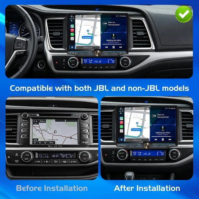 Alt view image 3 of 5 - Upgraded 8-Core Car Radio Stereo for Toyota Highlander 2014-2019, 4GB+64GB Head Unit with 1280800 HD 10.1" Touchscreen with Wireless CarPlay Android Auto, Knob Buttons, Factory Camera SWC Compa