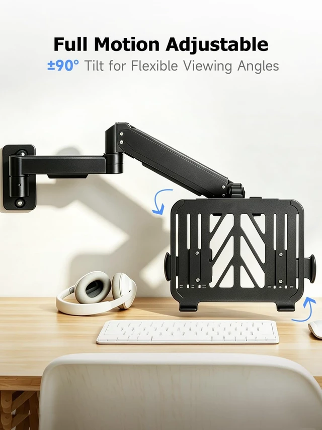 Alt view image 3 of 5 - suptek Single Monitor Wall Mount with Laptop Tray for 13 to 18 Inch, Gas Spring Monitor Arm Wall Mount Holds Up to 11KG/24lbs, Full Motion Adjustable,VESA Mount 75x75/100x100mm