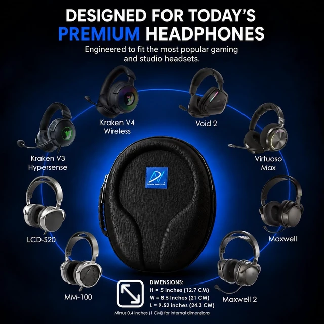 Alt view image 5 of 5 - Upgrade Carrying case Compatible with Audeze Maxwell/Maxwell 2 MM-100 LCD-S20 Razer Kraken V4 Wireless / V3 Pro / V3 Hypersense Corsair Virtuoso Max + Void 2 Headset. Ultimate Protect