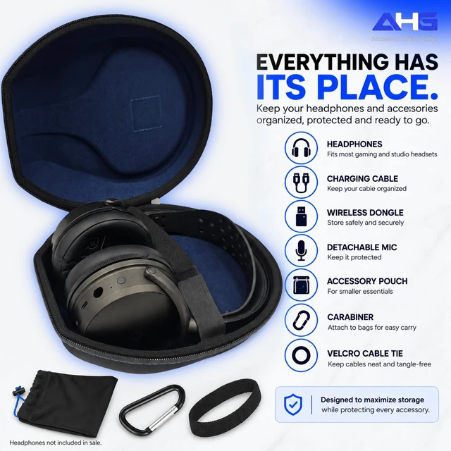 Alt view image 4 of 5 - Upgrade Carrying case Compatible with Audeze Maxwell/Maxwell 2 MM-100 LCD-S20 Razer Kraken V4 Wireless / V3 Pro / V3 Hypersense Corsair Virtuoso Max + Void 2 Headset. Ultimate Protect