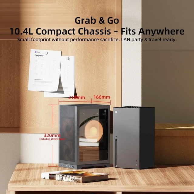 Alt view image 3 of 5 - Shiny Snake L200 MESH 10.4L ITX Portable PC Chassis - No Riser Cable Needed