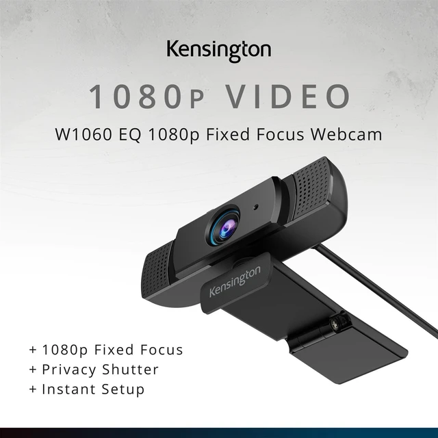 Alt view image 2 of 5 - Kensington W1060 EQ 1080p Fixed Focus Webcam with Stereo Microphones, Auto Light Correction, USB PlugandPlay for PC & Mac (K81171WW)