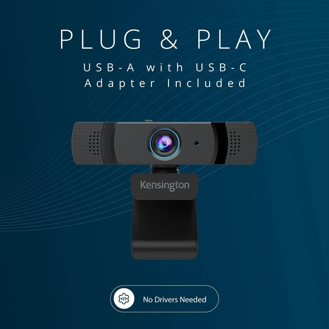 Alt view image 3 of 5 - Kensington W1060 EQ 1080p Fixed Focus Webcam with Stereo Microphones, Auto Light Correction, USB PlugandPlay for PC & Mac (K81171WW)