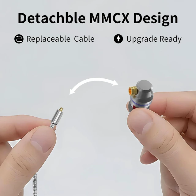 Alt view image 3 of 5 - GUAEIMO G8M3D1T Dynamic Driver IEM Earphones with Detachable MMCX Cable - HiFi in-Ear Monitors with 8-Core Braided Wire and 3.5mm Plug for Audiophiles and Daily Listening Gunmetal Gray