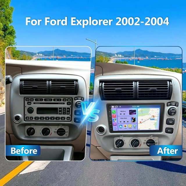 Alt view image 2 of 5 - 7 Inch Car Stereo Upgrade for Ford Explorer 2002-2004 with Wireless CarPlay and Android Auto, Double Din Android 14 Touchscreen for Explorer Radio with GPS Bluetooth WiFi FM RDS SWC Camera Mic,