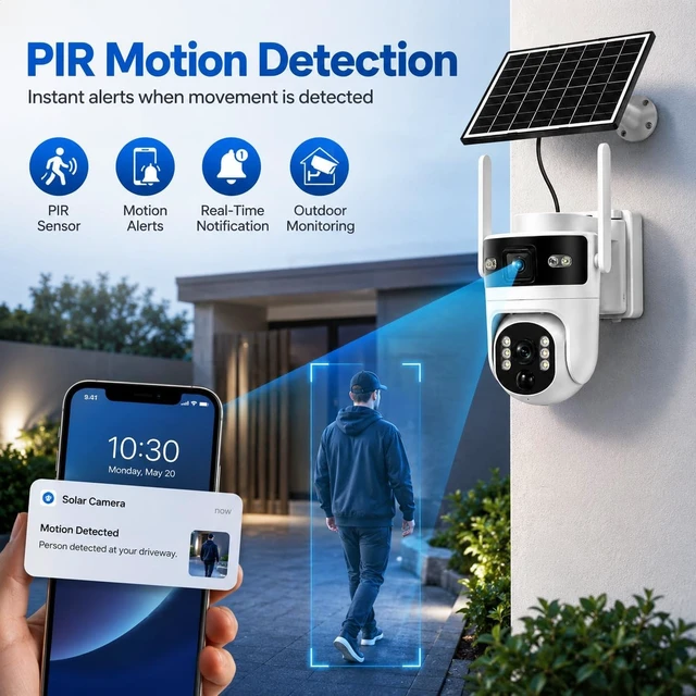 Alt view image 5 of 5 - SENTKENG 4G LTE Dual Lens Cellular Security Camera (Does not Support Wi-Fi), Solar Powered Wireless Outdoor Camera, 3MP HD 360 PTZ, Dual View Color Night Vision, 2-Way Audio, IP65 Weatherproof