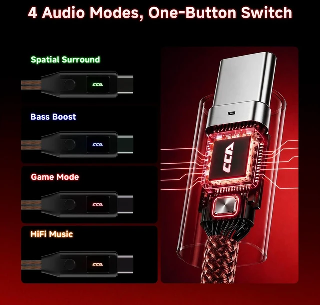 Alt view image 5 of 5 - CCA Falcon 2 DD in Ear Monitor, 7.1 Spatial Audio Gaming Earbuds, HiFi Noise Isolating in Ear Headphones, Crystal Clear & Deep Bass IEMs for Gamers Singers Musicians Audio Engineers