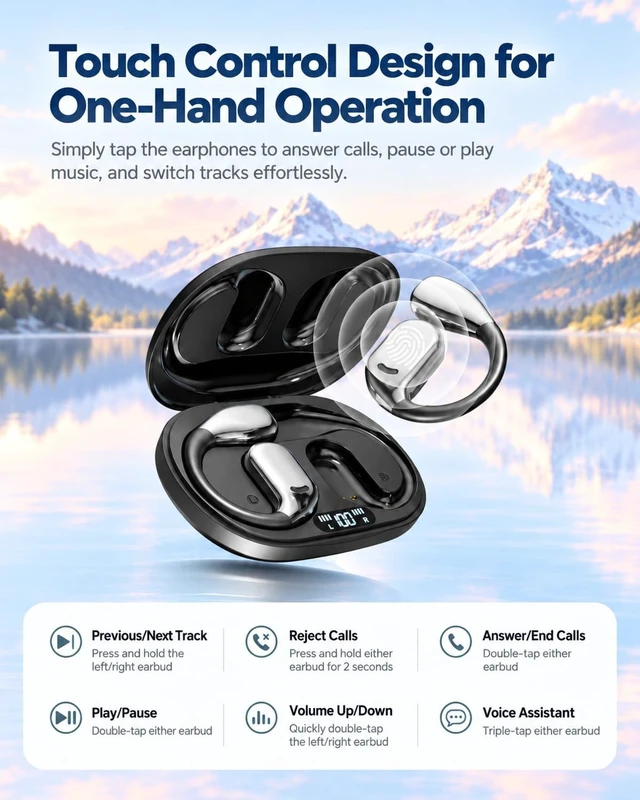 Alt view image 5 of 5 - Cyberix Open Ear Wireless Earbuds Bluetooth for Samsung,Waterproof,for Run