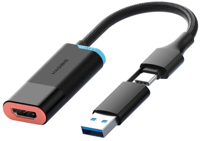 Main image of Hagibis 2K@30Hz Video Capture Card with 100W PD, HDMI to USB A/USB C Capture Cable 1080P@60fps YUY2 MJPEG MS2130 for Quest 3 2 Pro VR Switch2 PS4/5 Live Broadcast, Gaming, Streaming, Recorder