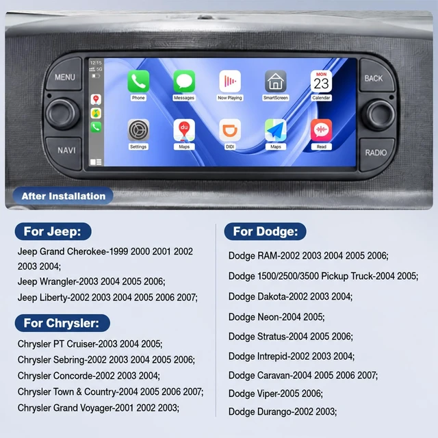 Alt view image 2 of 5 - Upgrcaru 4+64G Car Radio for Dodge RAM 2002-2006/Jeep Wrangler 2003-2006