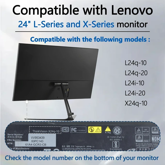 Alt view image 3 of 5 - L24i-20 VESA Adapter Compatible with Lenovo 24" L and X Serie Monitor