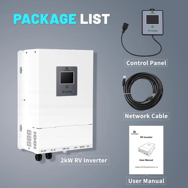 Alt view image 3 of 5 - Diffpower 2000W Pure Sine Wave Inverter, 12V DC to 110V/120V AC