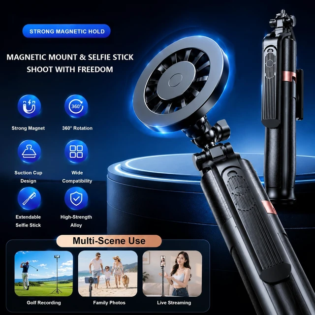 Alt view image 4 of 5 - Golf Tripod Monopod Selfie Stick Magnetic Phone Holder to Record Golf Swing