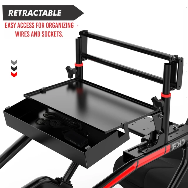 Alt view image 2 of 4 - Extreme Simracing Wire Management Box Shelf for FX1, AX80, AX160 Simulator TV/Monitor Stand Rear Tray, Carbon Steel