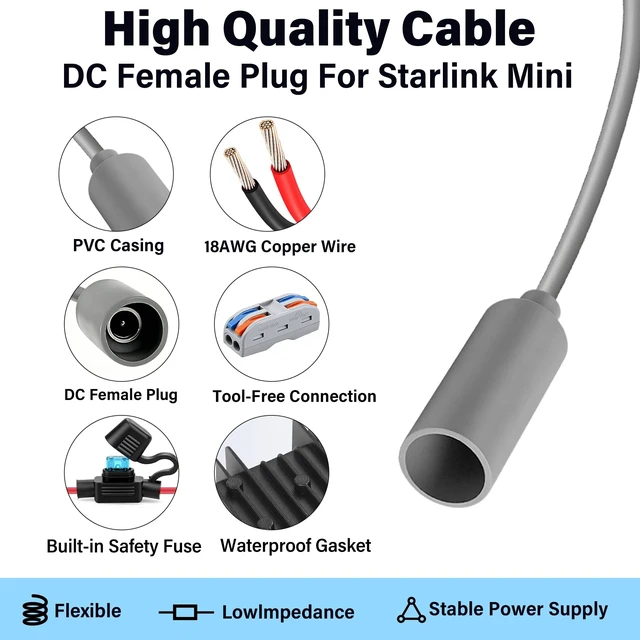 Alt view image 2 of 5 - Starlink Mini 12V/24V to 30V 3.5A DC Female Step Up Converter Cable