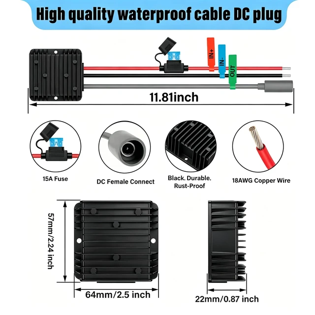 Alt view image 3 of 5 - Starlink Mini 12V/24V to 30V 3.5A DC Female Step Up Converter Cable