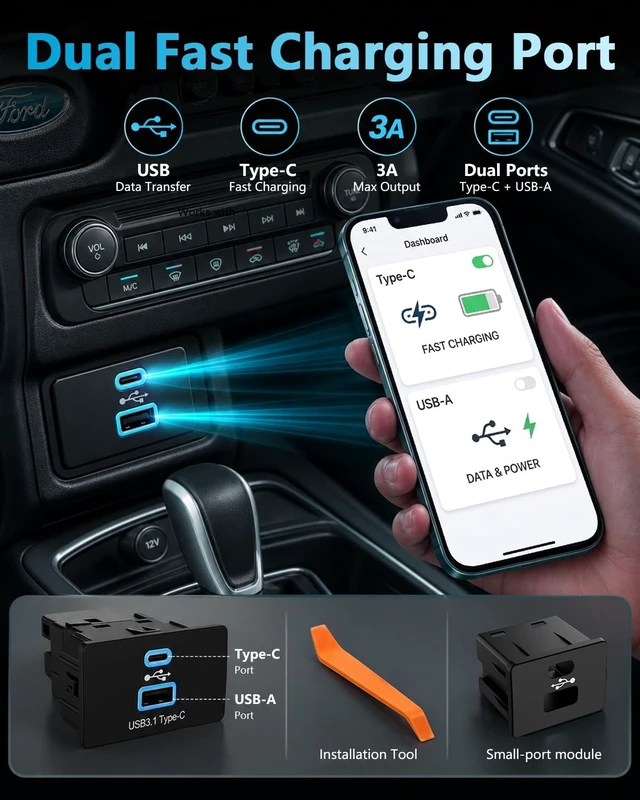 Alt view image 4 of 5 - Wirelees Carplay for Ford F-150 Lincoln 2016-2023 SYNC 3.4 Auto USB Hub