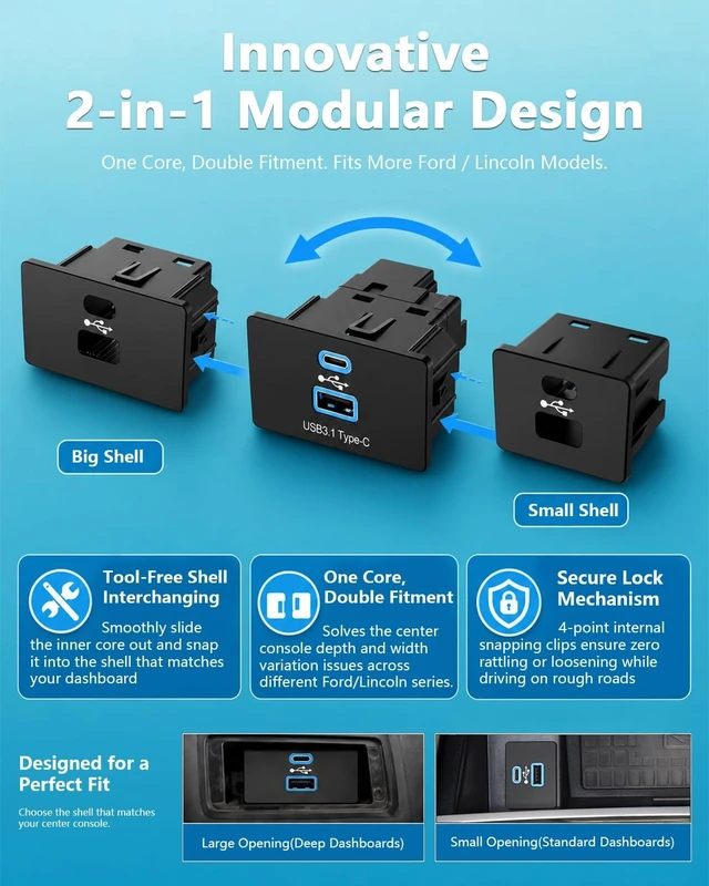 Alt view image 5 of 5 - Wirelees Carplay for Ford F-150 Lincoln 2016-2023 SYNC 3.4 Auto USB Hub