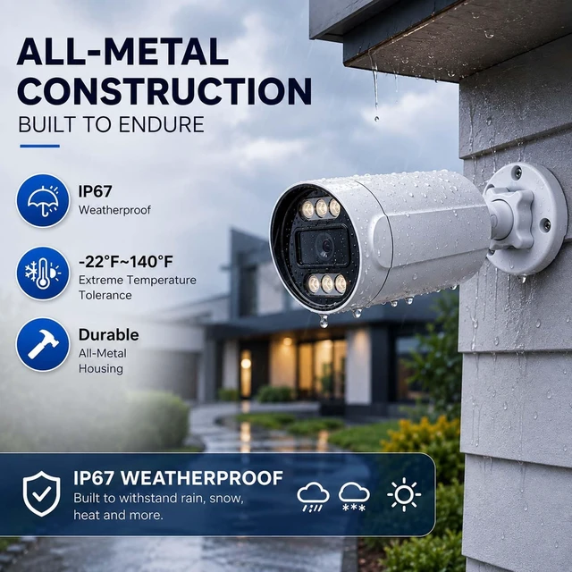 Alt view image 5 of 5 - HIKJBSET 4K 8MP PoE Outdoor Security Camera, 2.8mm 108 Wide Angle
