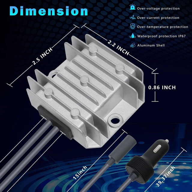 Alt view image 2 of 5 - Starlink Mini Cable Car Adapter with Step Up Converter, Blusun 12V Power Cable with Cigarette Lighter Plug, 10-28V to 30V 3.5A Conversion Kit for Truck RV No Worry About Voltage Drop or Rise