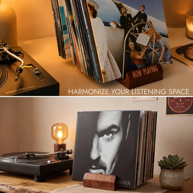 Alt view image 3 of 5 - Expandable Wood Vinyl Record Holder & Storage, Album Organizer, 30-70 LPs