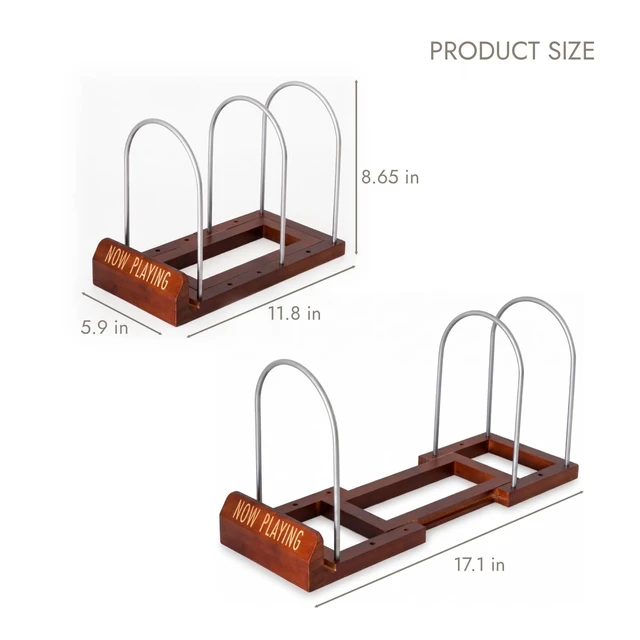 Alt view image 4 of 5 - Expandable Wood Vinyl Record Holder & Storage, Album Organizer, 30-70 LPs