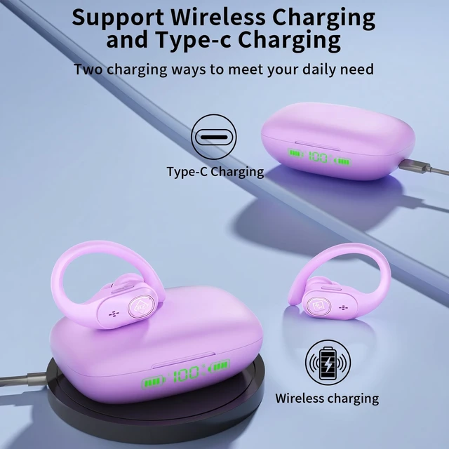 Alt view image 3 of 5 - Orancu Wireless Earbuds with Ear Hooks 96H Playtime for iPhone Android