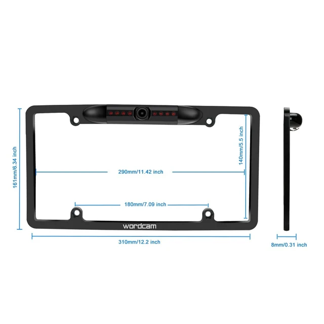 Alt view image 3 of 5 - Wordcam License Plate Backup Camera, HD Front Rear View, Metal Frame Mount