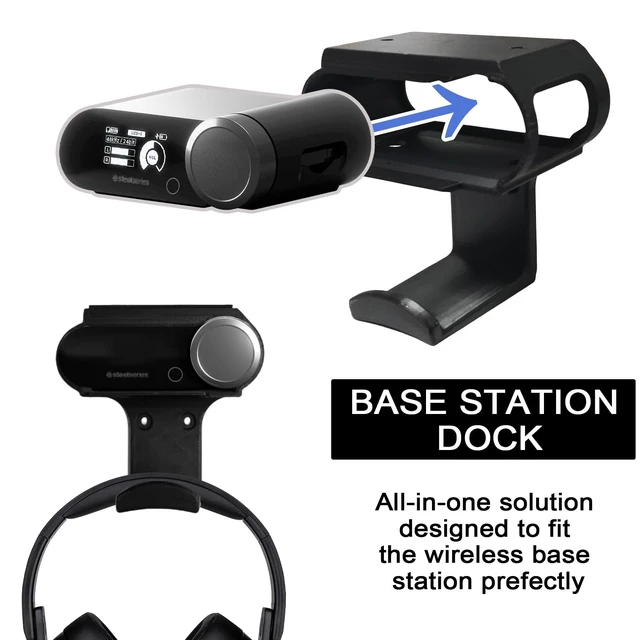 Alt view image 3 of 5 - GMIGOU Under Desk Headphone Hanger Stand for SteelSeries Arctis Nova Pro Wireless Base Station with DockArctis Pro Wireless NOVA Headphone Hanger Stand