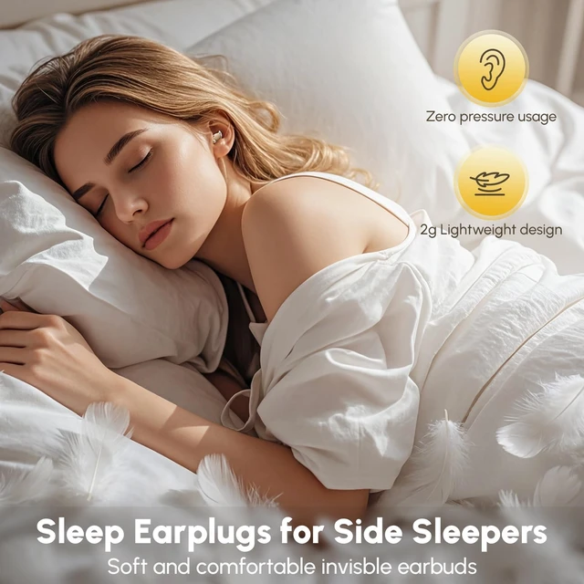 Alt view image 2 of 5 - DYETUNY Sleep Earbuds for Side Sleepers, Invisible Sleep Headphones, Wireless Bluetooth 6.0 with LED Power Display, ENC Noise Blocking, Small Ear Buds Fit for Sleeping