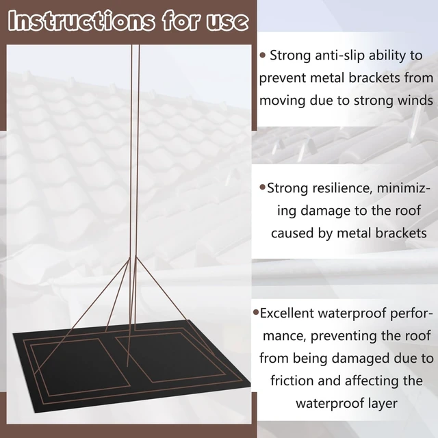 Alt view image 3 of 5 - Landical 2 Pcs Non Penetrating Mount Pitch Pad 37.5 x 37.5 Inches Non Slip Protective Roof Mat for NPR Satellite TV Dish Antenna Mounting, Black