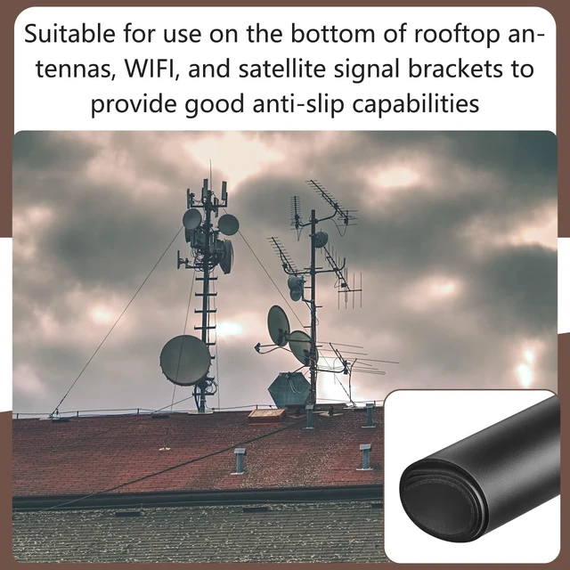 Alt view image 5 of 5 - Landical 2 Pcs Non Penetrating Mount Pitch Pad 37.5 x 37.5 Inches Non Slip Protective Roof Mat for NPR Satellite TV Dish Antenna Mounting, Black