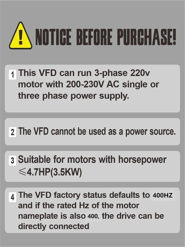 Alt view image 4 of 5 - VFD Digital Phase Convertor 4kW 5HP 220V Single to 3 Phase