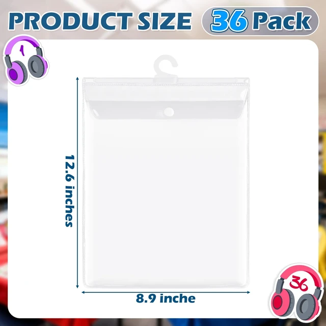 Alt view image 2 of 5 - ProtectHobby 36 Pack Headphone Bags for Classroom, 8.9" x 12.6" PVC Clear Plastic Headphone Bags with Headphone Number Stickers, Reusable Waterproof Storage for Classroom Library
