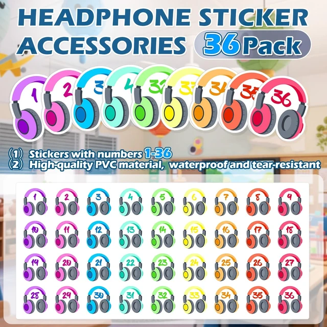 Alt view image 3 of 5 - ProtectHobby 36 Pack Headphone Bags for Classroom, 8.9" x 12.6" PVC Clear Plastic Headphone Bags with Headphone Number Stickers, Reusable Waterproof Storage for Classroom Library