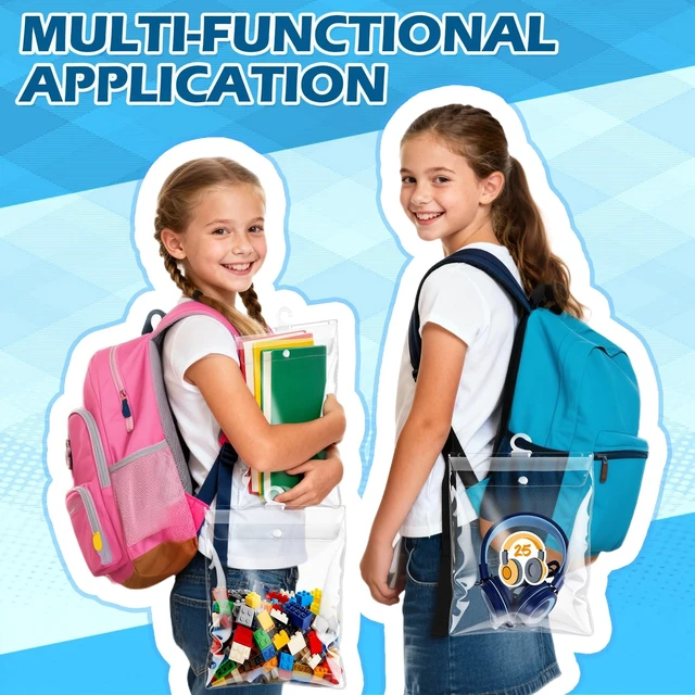 Alt view image 5 of 5 - ProtectHobby 36 Pack Headphone Bags for Classroom, 8.9" x 12.6" PVC Clear Plastic Headphone Bags with Headphone Number Stickers, Reusable Waterproof Storage for Classroom Library