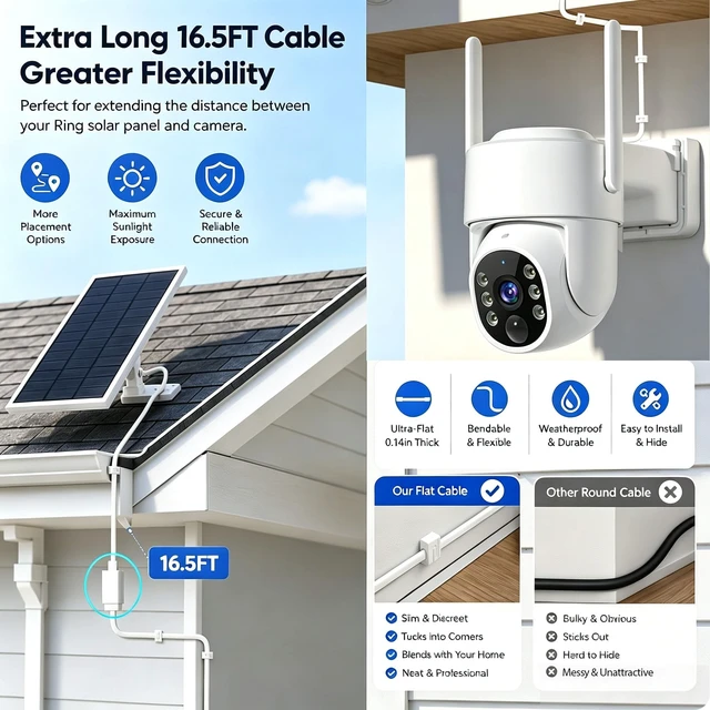 Alt view image 5 of 5 - 20FT USB C Extension Cable for Ring Solar Panel-Waterproof Long Extender